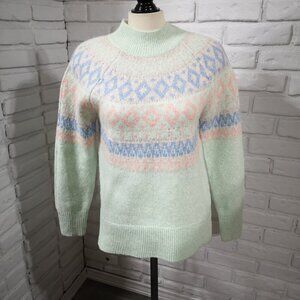 Ricki's Ladies Size Medium Mock Neck Fair Isle Straight Fit Sweater